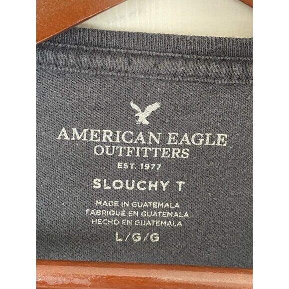 American Eagle Gray S/S T-Shirt Men's Size L Slouchy T Eagle Logo - Picture 4 of 5